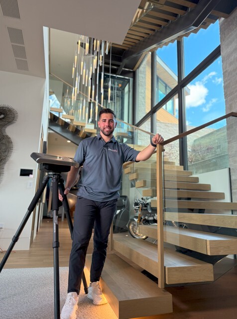Brice on Glass Stairs